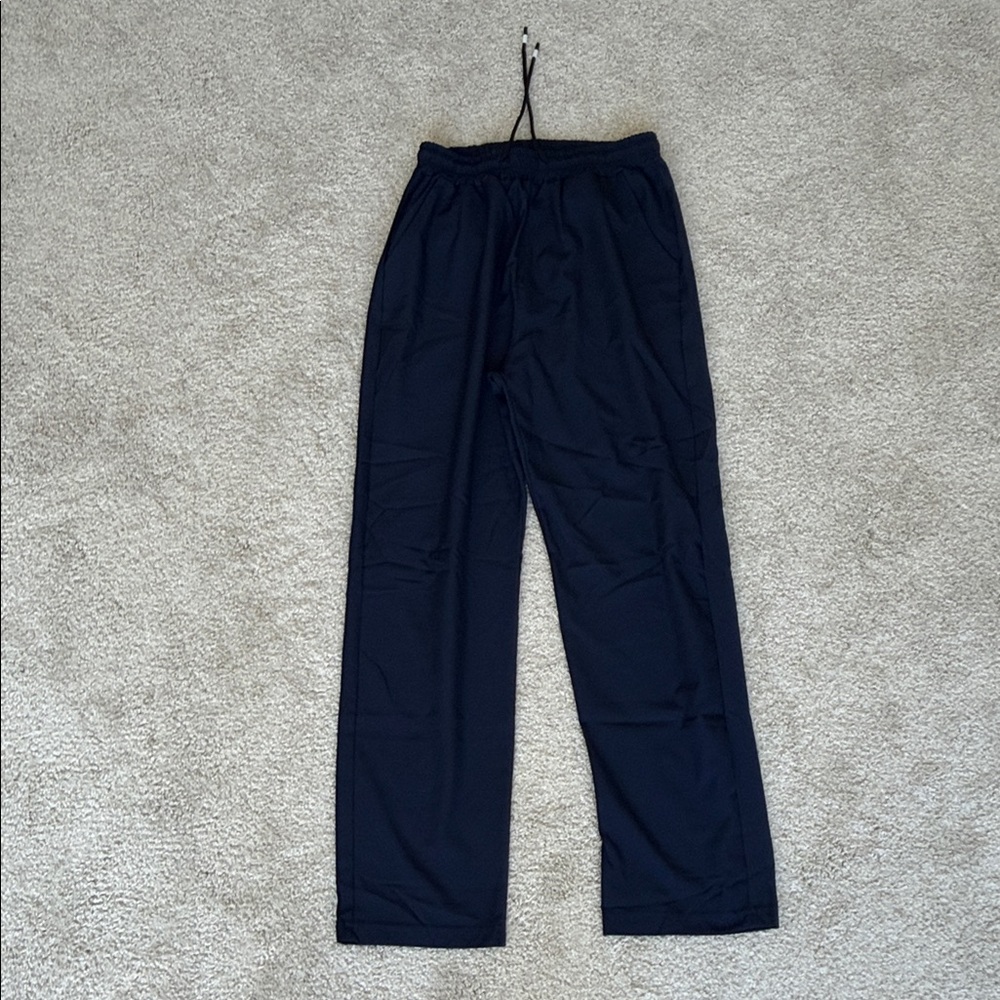 Navy Pull-On Athletic Pants with Drawstring Waist